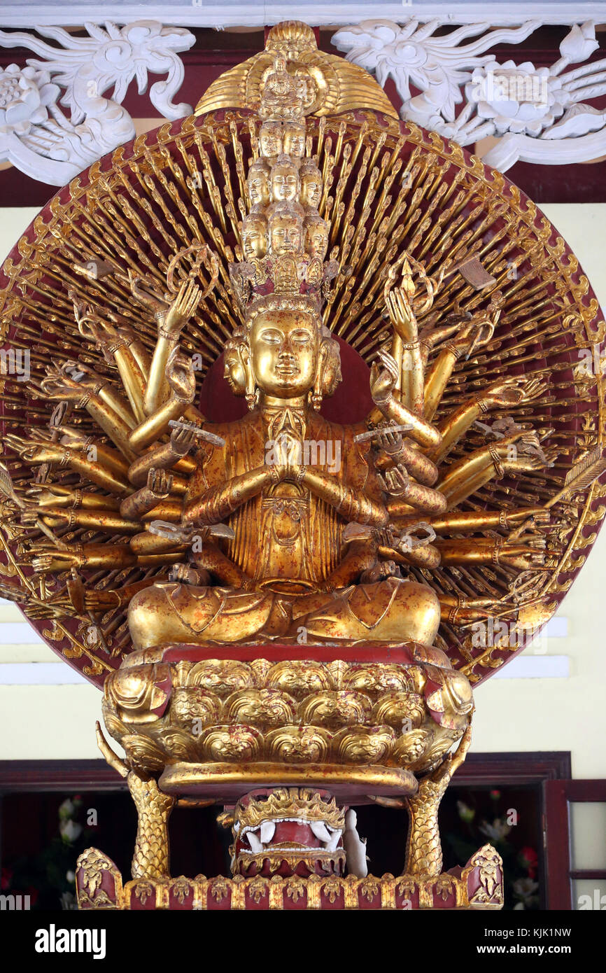 Linh Ung buddhist pagoda. Thousand-armed Avalokitesvara, the Bodhisattva of Compassion. Statue. Danang. Vietnam. Stock Photo