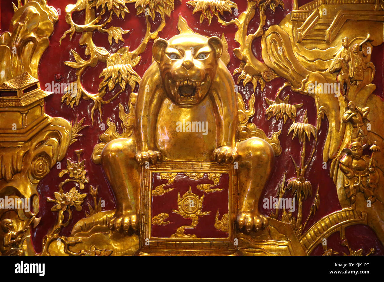 Tran Hung Dao taoist temple. Golden panther.  Ho Chi Minh City.  Vietnam. Stock Photo