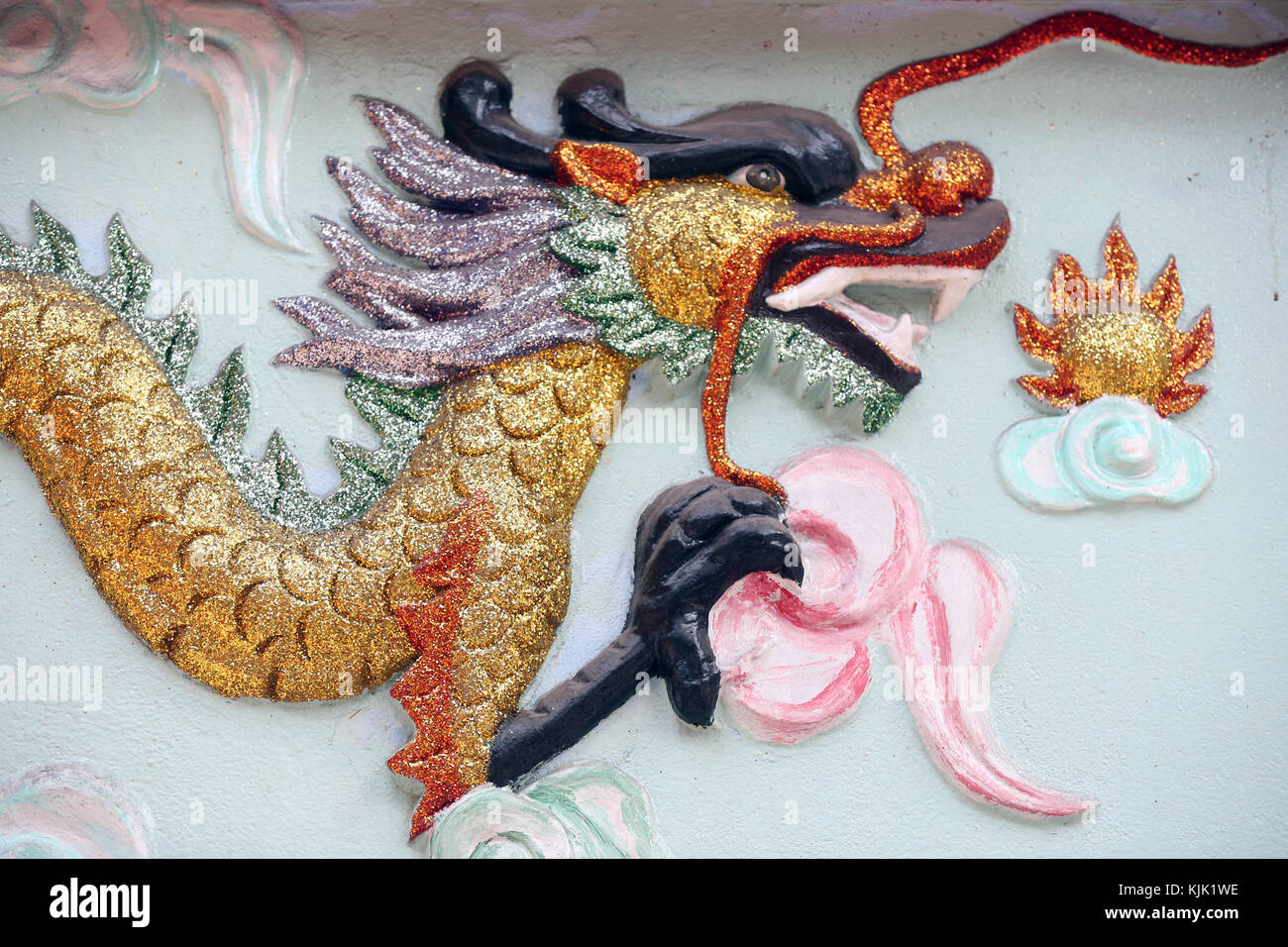 Chinese dragon traditionally symbolize potent and auspicious powers.  Ho Chi Minh City.  Vietnam. Stock Photo