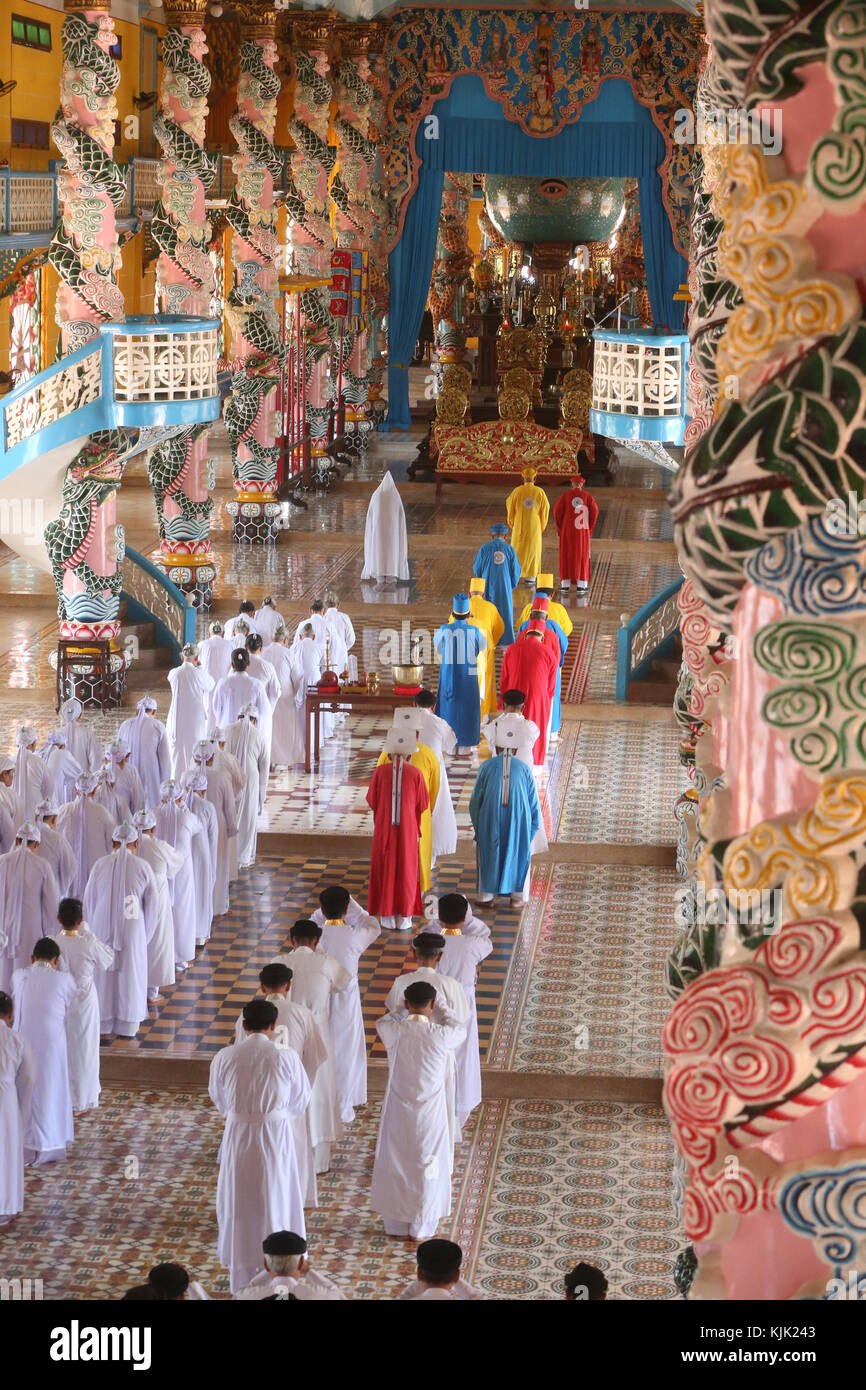 Cao Dai Holy See Temple. Caodaist service. Thay Ninh. Vietnam Stock ...