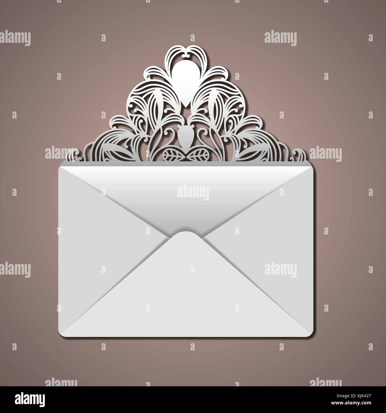 laser cutting in flap of envelope with decorative forms in thistle