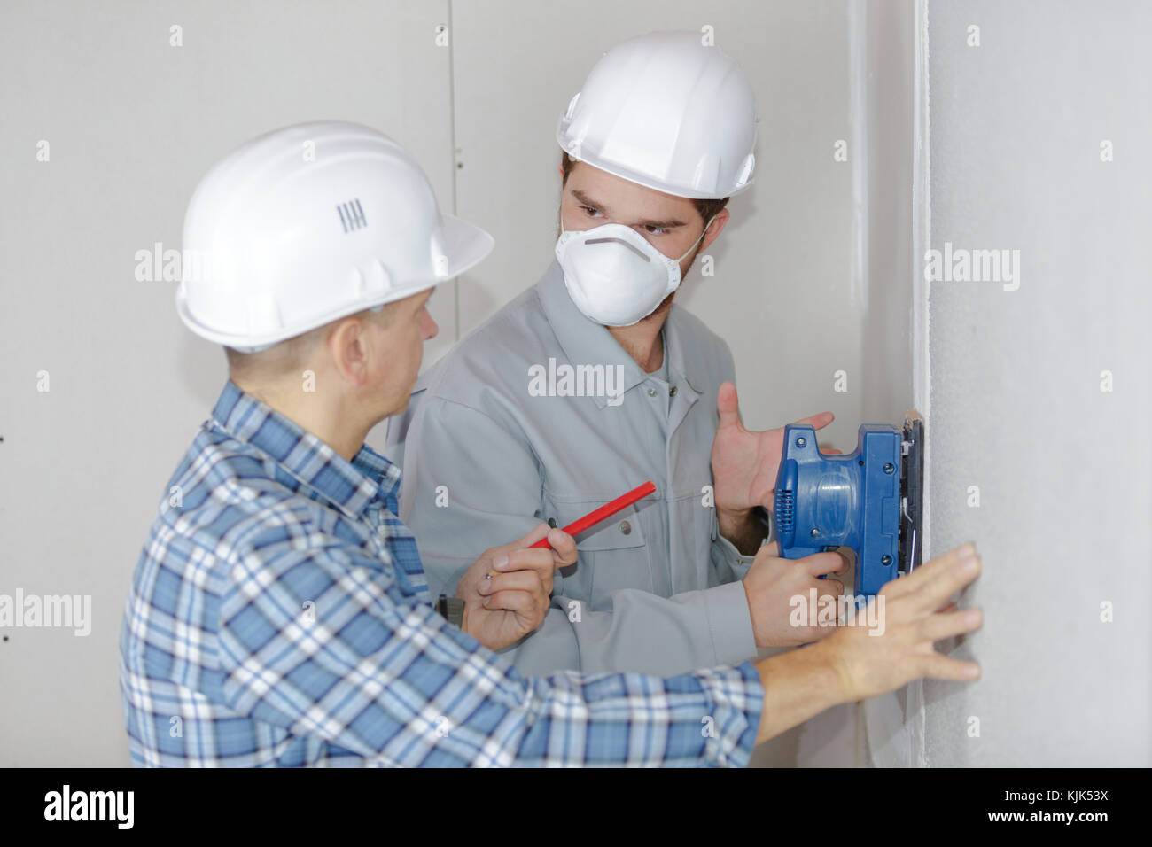 sanding the wall properly Stock Photo Alamy