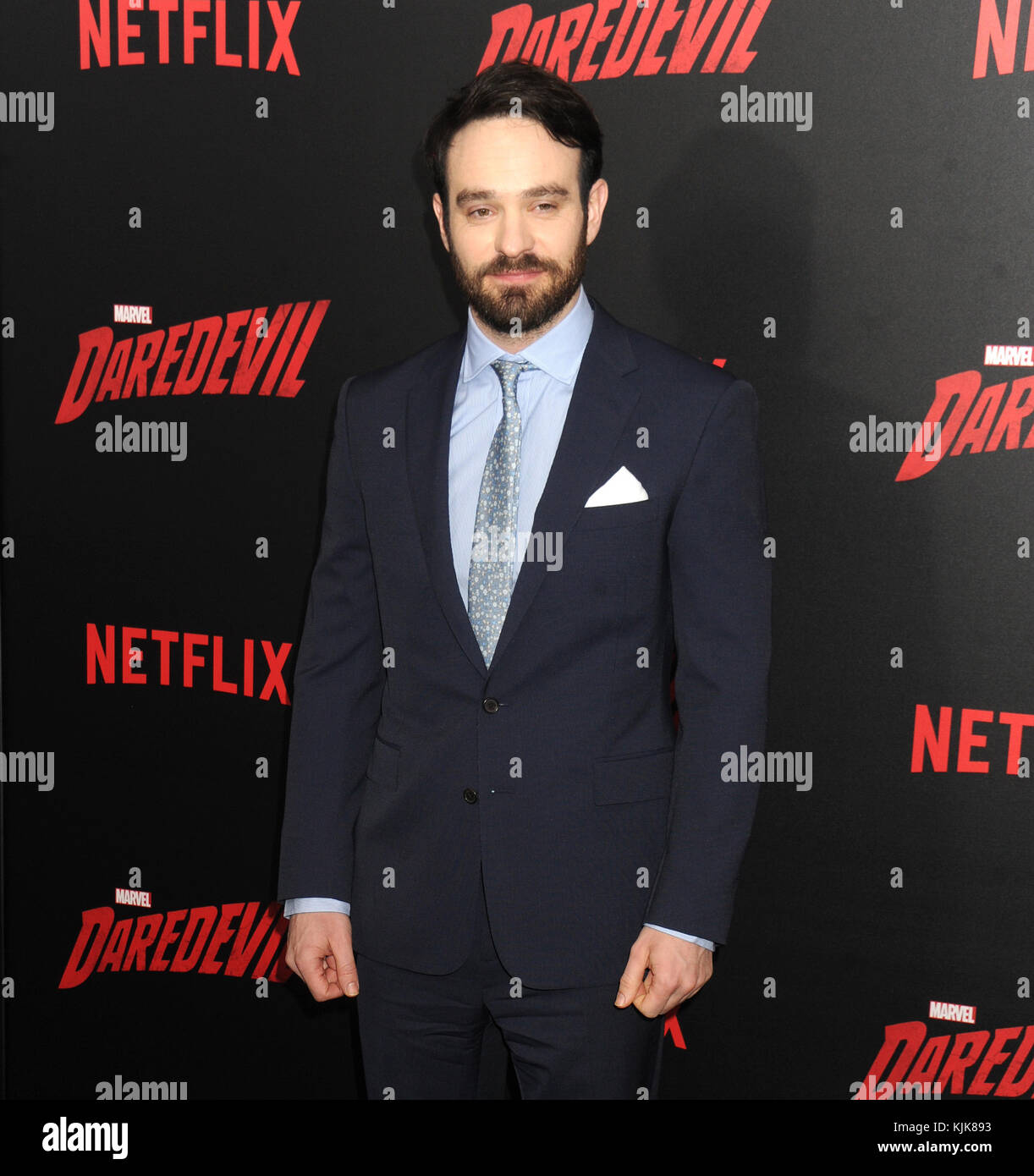 NEW YORK, NY - MARCH 10: Charlie Cox attends the 'Daredevil' season 2 premiere at AMC Loews Lincoln Square 13 theater on March 10, 2016 in New York City.   People:  Charlie Cox Stock Photo