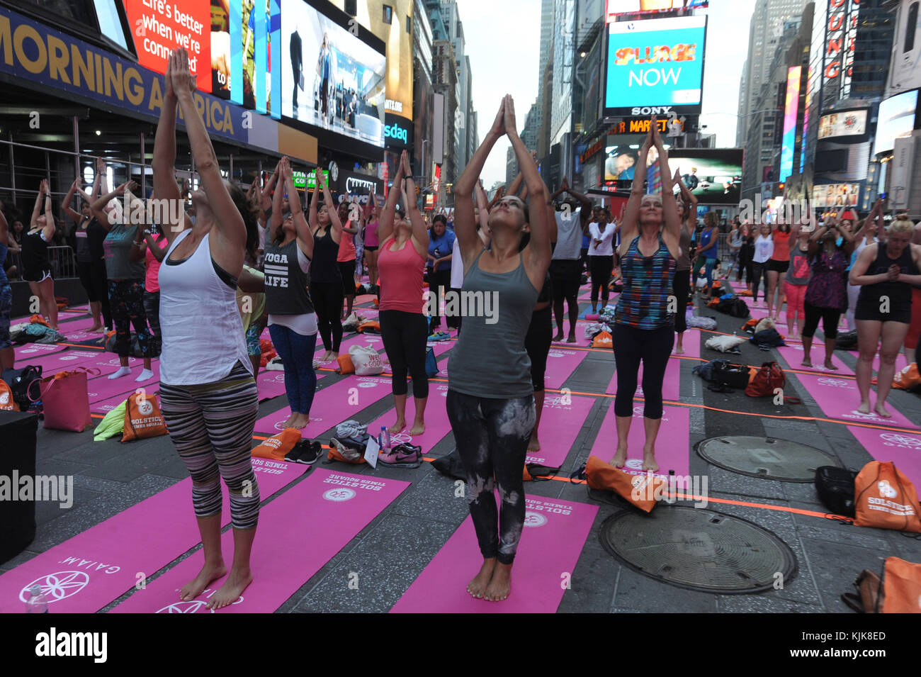 New York Ny June 21 People Do Yoga In Times Square As Part Of The International Day Of Yoga Celebration On The Summer Solstice June 21 2015 In New York City