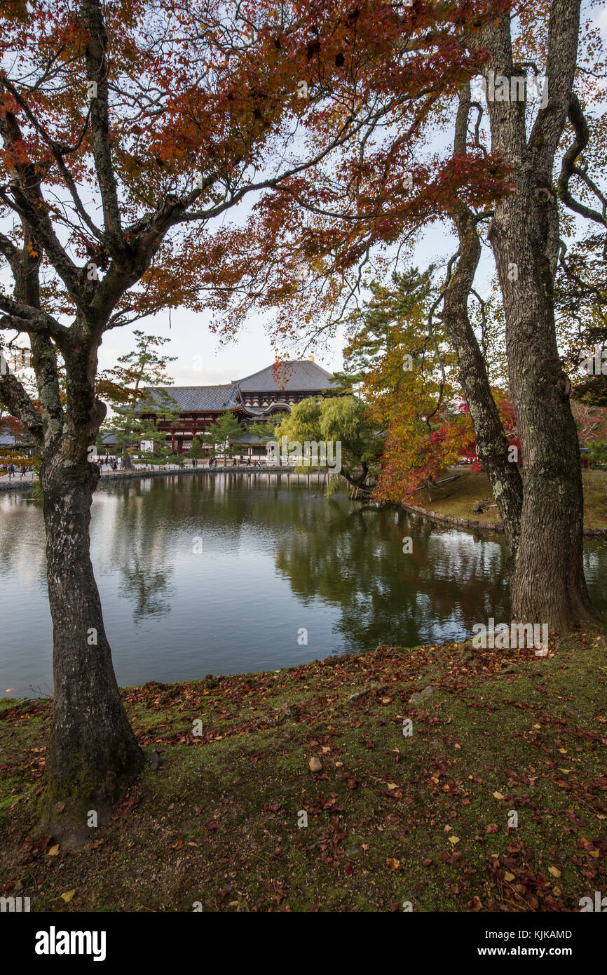 Todaiji Temple or Great Eastern Temple is one of Japan's most famous temples and a landmark of Nara. Todaiji was constructed in 752 as the head temple Stock Photo