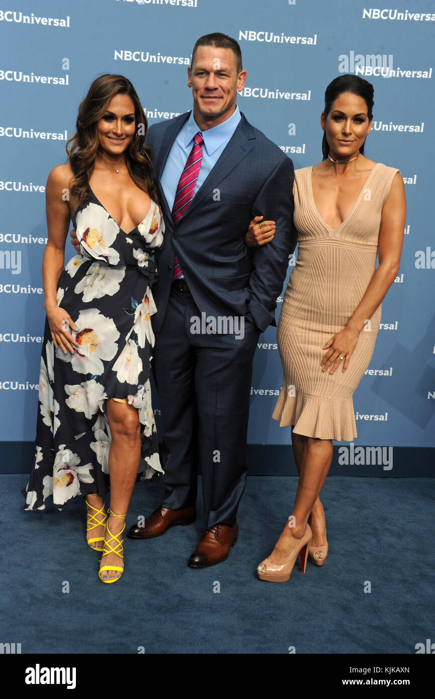 New York, Ny - May 16: Nikki Bella, John Cena, Brie Bella Attends The  Nbcuniversal 2016 Upfront On May 16, 2016 In New York, New York. People:  Nikki Bella, John Cena, Brie Bella Stock Photo - Alamy