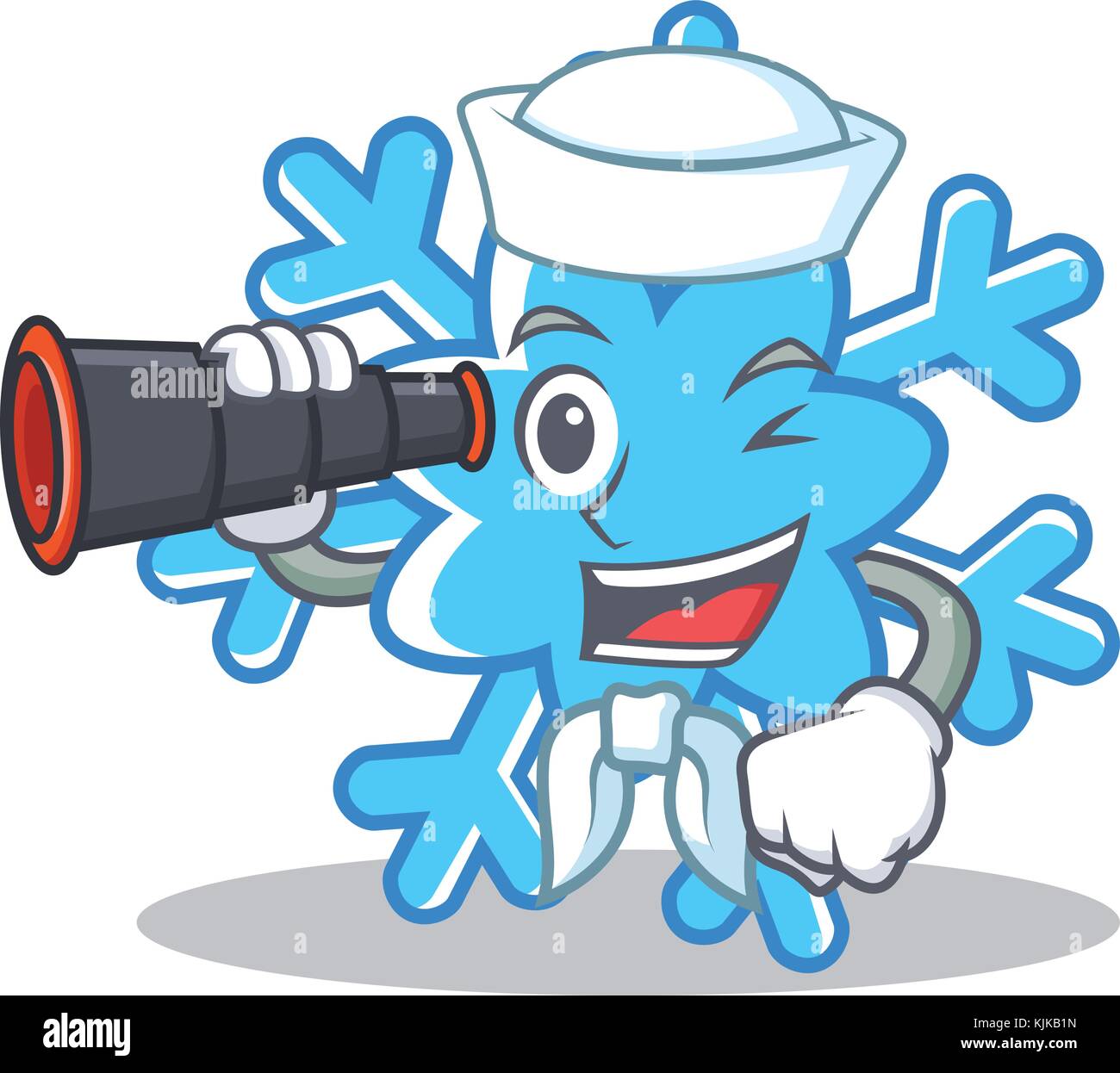 Sailor with binocular snowflake character cartoon style Stock Vector ...