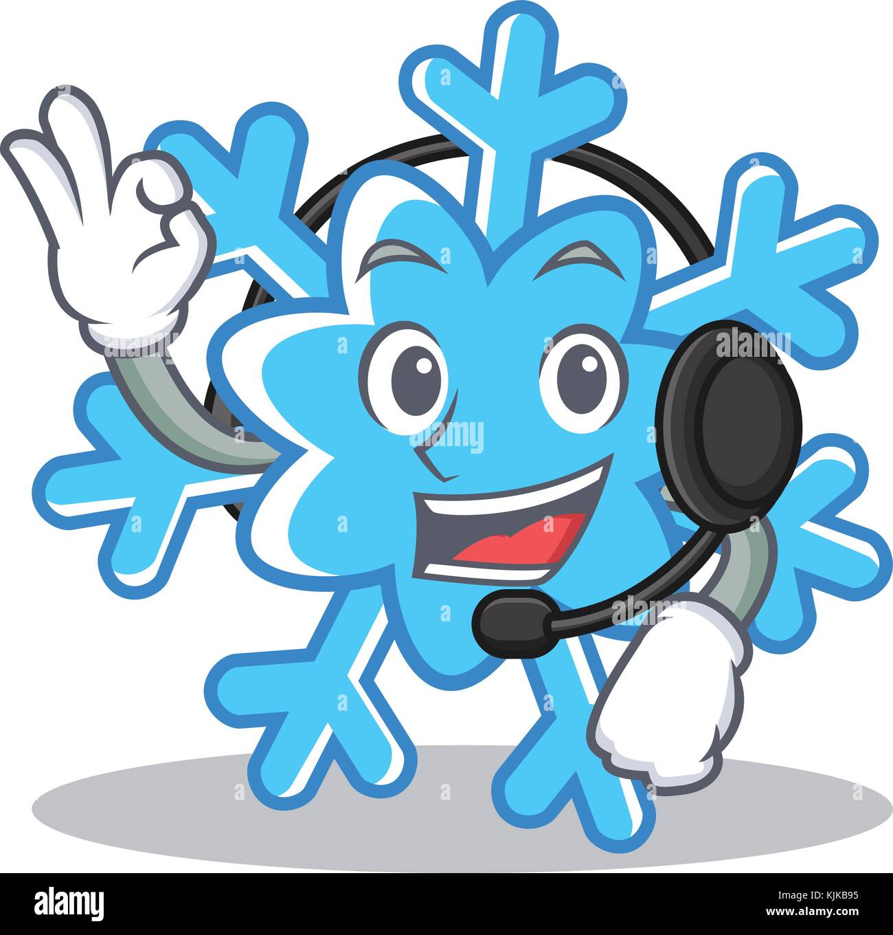 With headphone snowflake character cartoon style Stock Vector Image ...