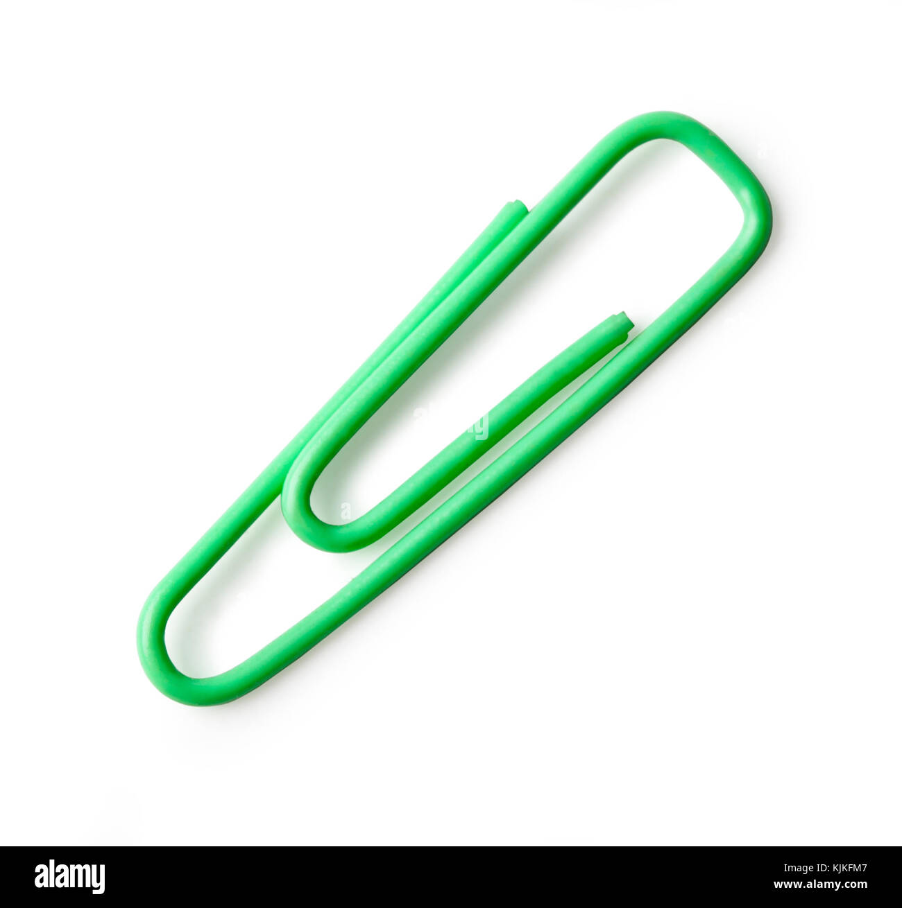 green paper clips under the white background. with clipping path Stock
