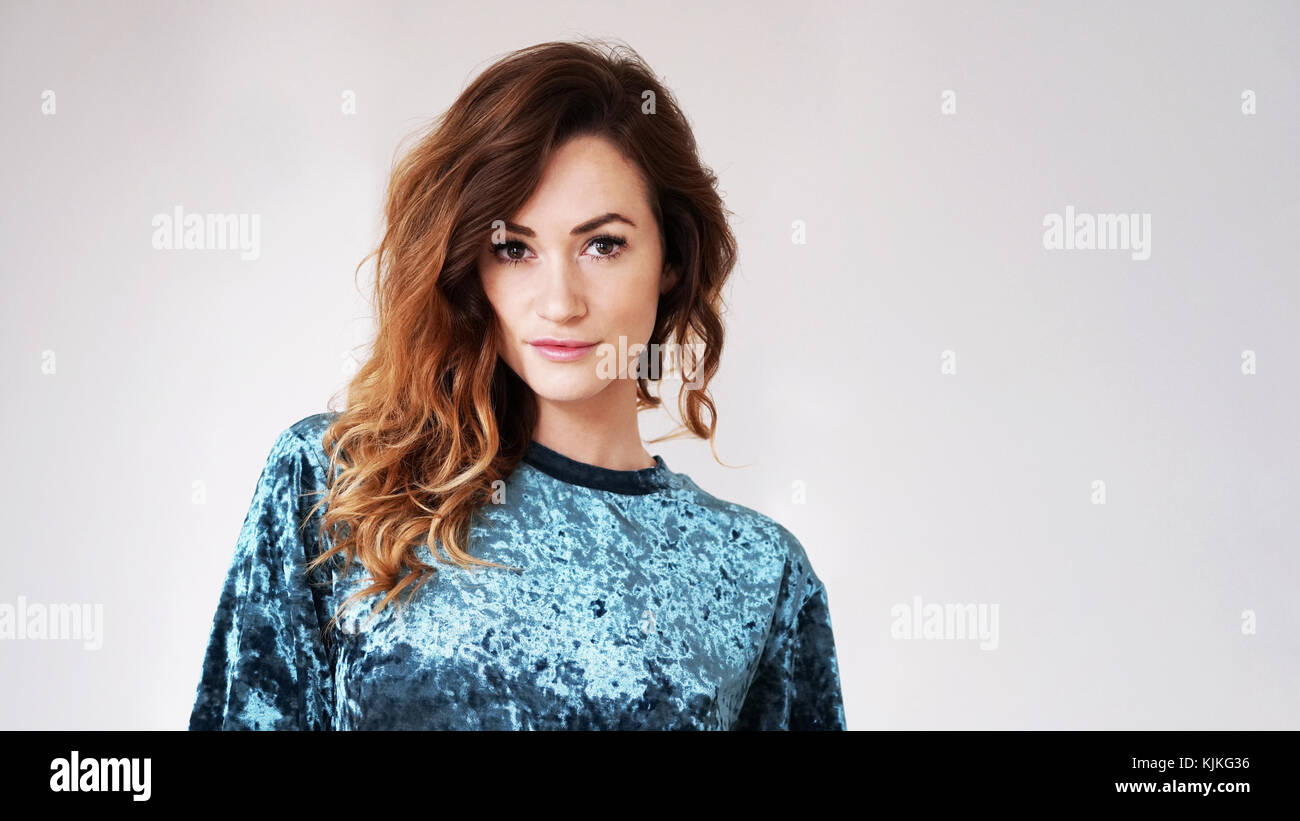 young woman with copy space Stock Photo - Alamy
