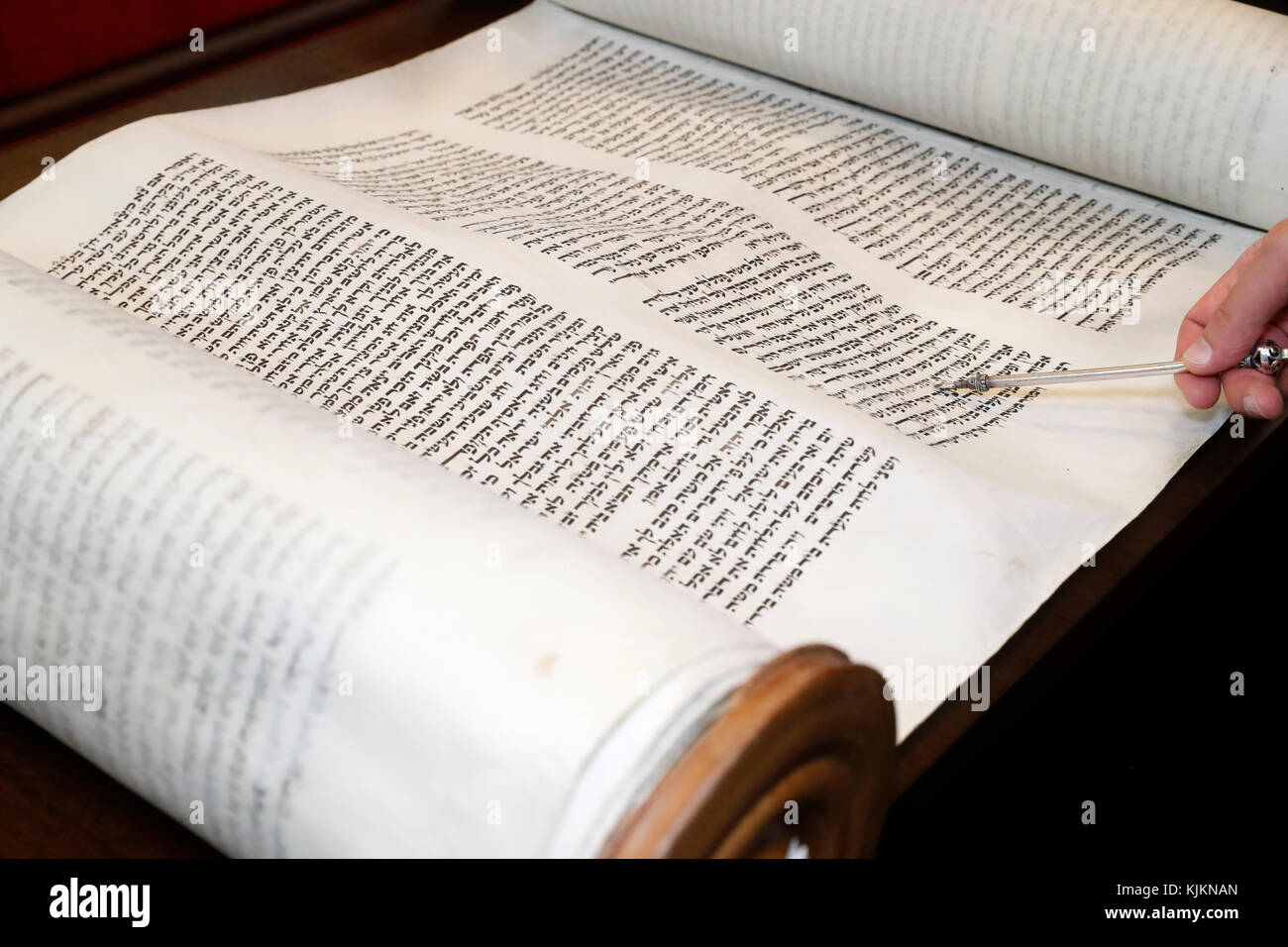Torah scrolls and yad. Switzerland. Stock Photo