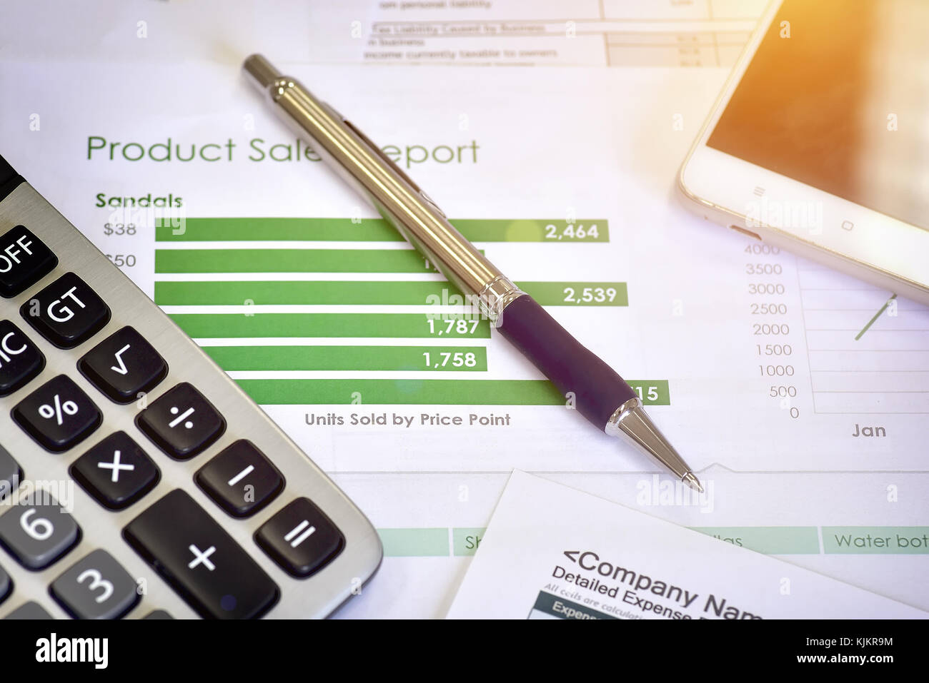 Review accounting data and calculate production income Stock Photo - Alamy