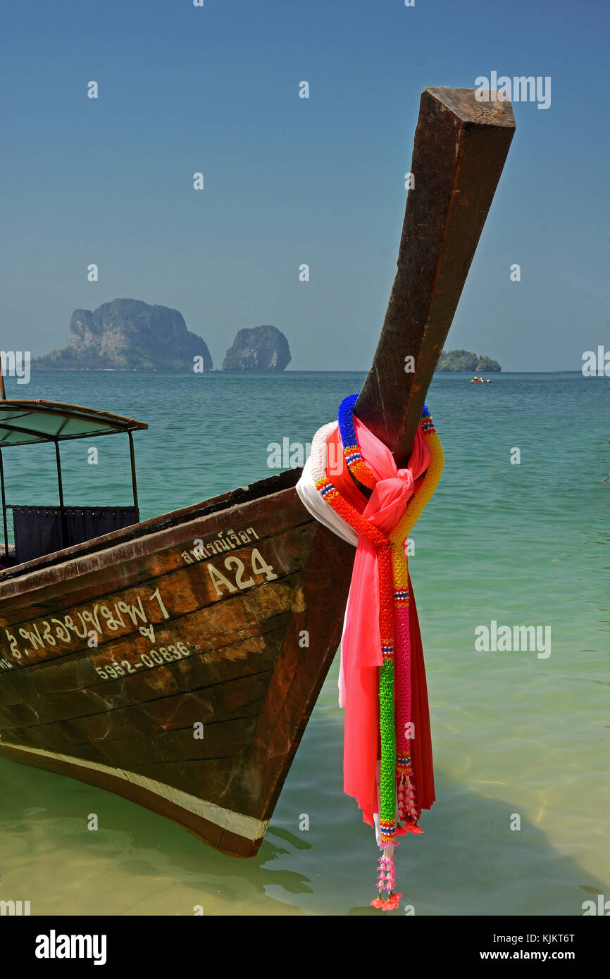 Boat in Phranang Bay. Thailand. Stock Photo