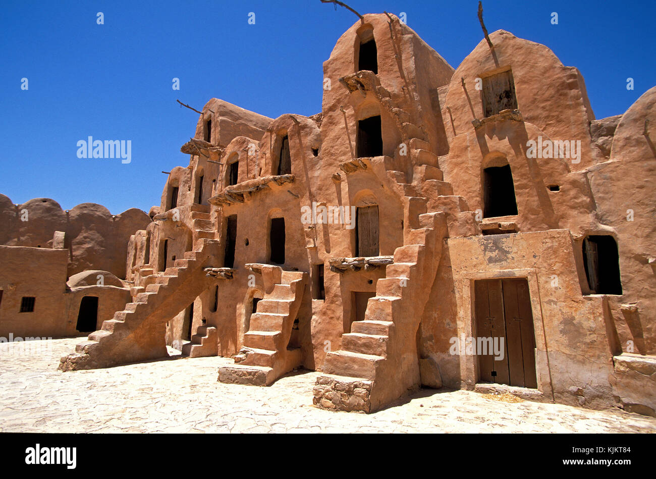 Ksar Ouled Soltane storehouses (Ghorfas). Tunisia. Stock Photo