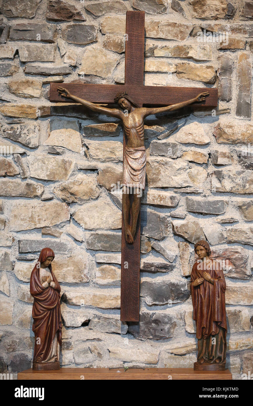 Rosans benedictine abbey.  Calvary. Jesus on the cross.  France. Stock Photo