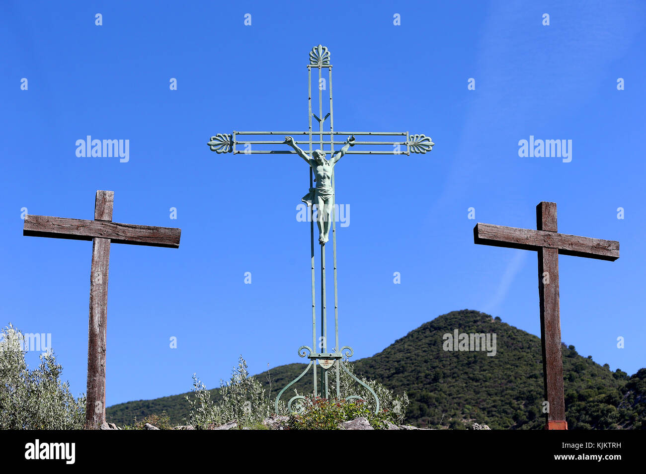 Calvary. Jesus on the cross.  Nyons. France. Stock Photo