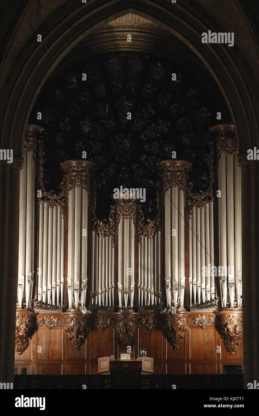 Organ at Notre Dame cathedral, Paris. France. Stock Photo