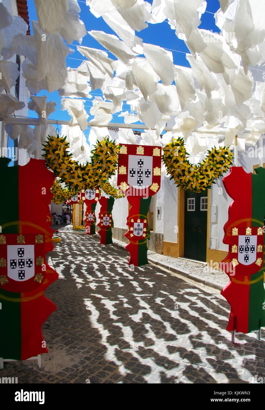 decorated street,Redondo village,south of Portugal Stock Photo