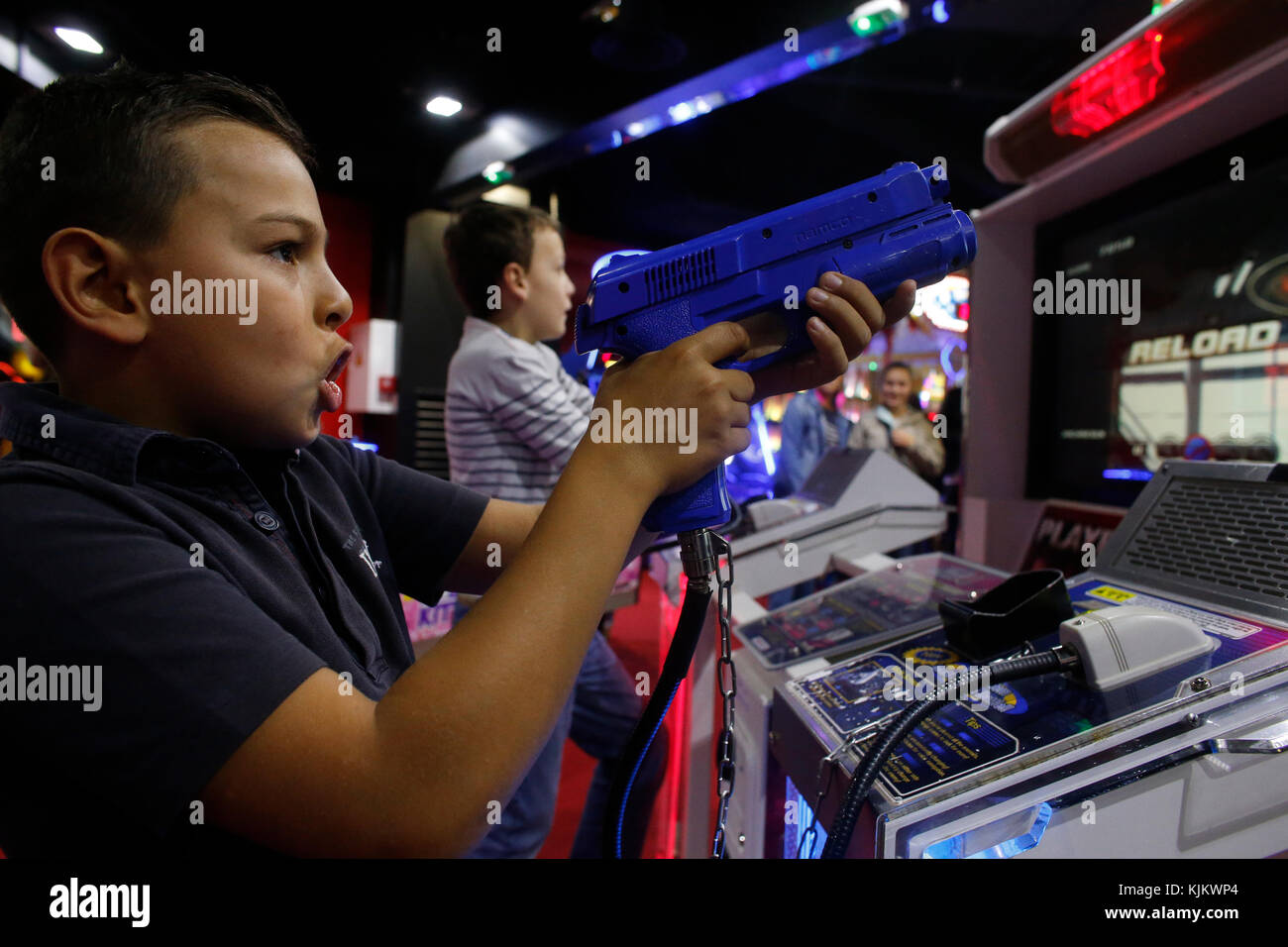 10yearold boy playing a video game. France Stock Photo Alamy