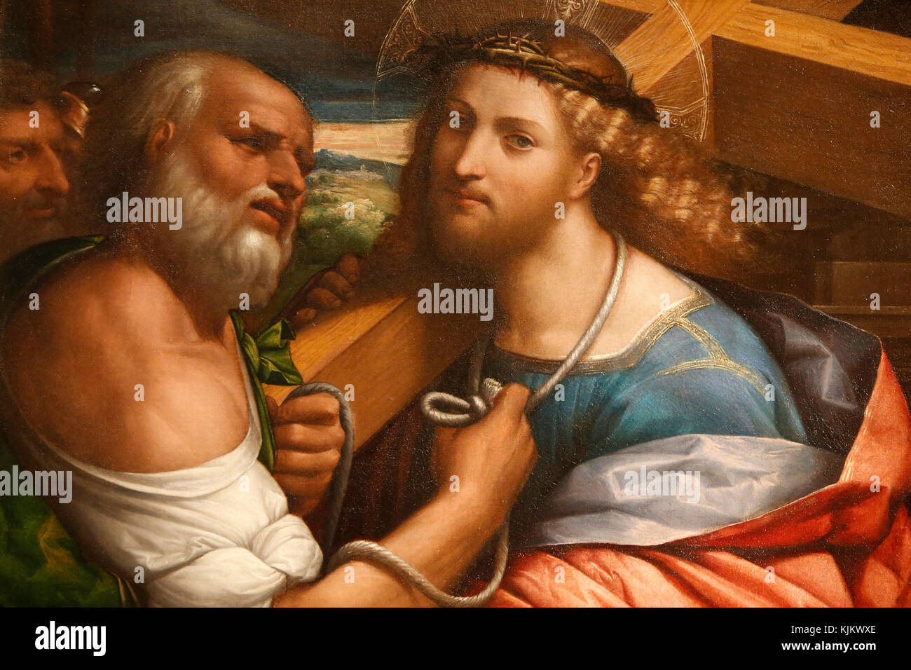 Corsini gallery, Rome. Benvenuto Tisi called Garofalo  Christ carrying his cross oil on canvas   Detail Italy. Stock Photo