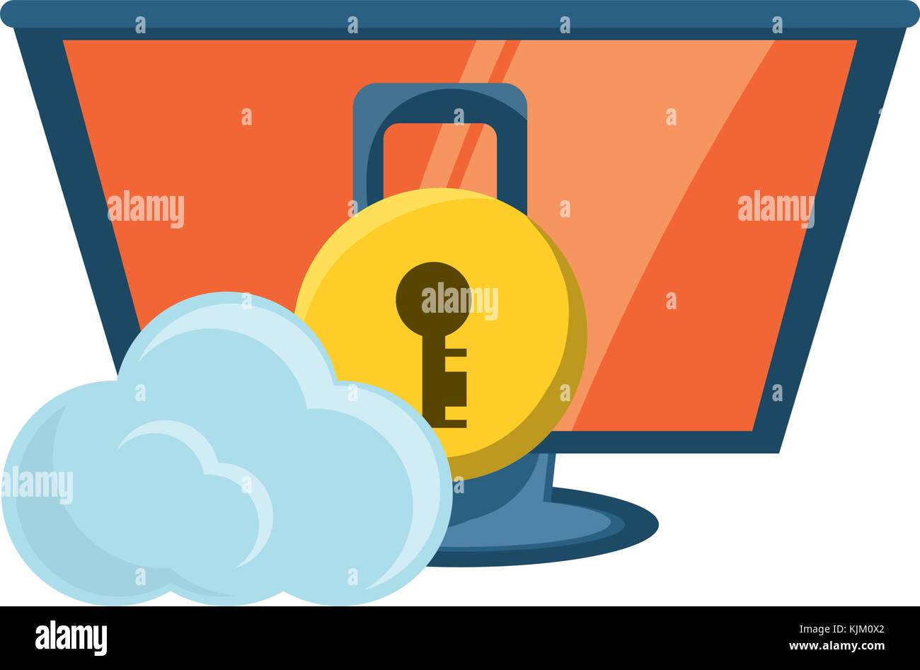 computer with padlock and cloud icon Stock Vector Image & Art - Alamy