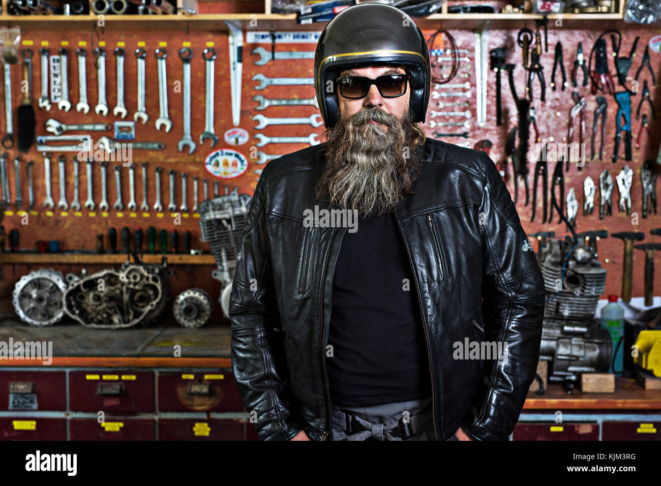 motorcycle freak in his Stock Photo Alamy