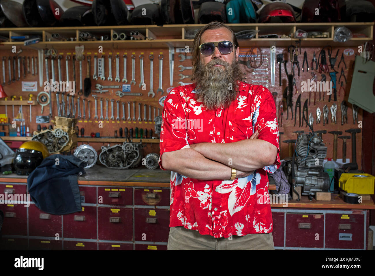 motorcycle freak in his Stock Photo Alamy
