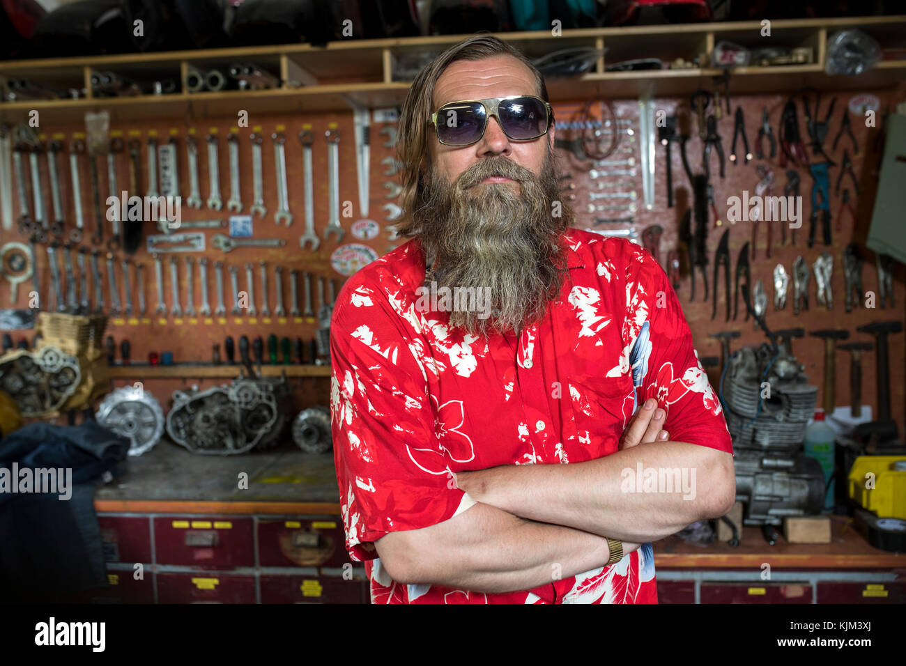 motorcycle freak in his Stock Photo Alamy