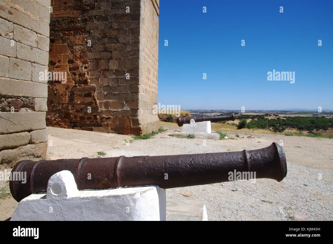 Old cannon in portuguese castle Stock Photo