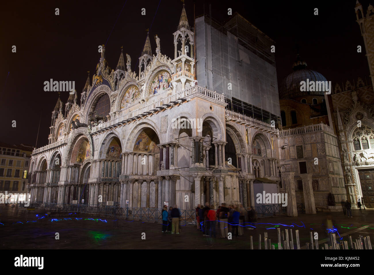 VENICE (VENEZIA) ITALY, OCTOBER 17, 2017 - View of the Basilica of San Marco in San Marco Square by night, in Venice, Italy Stock Photo