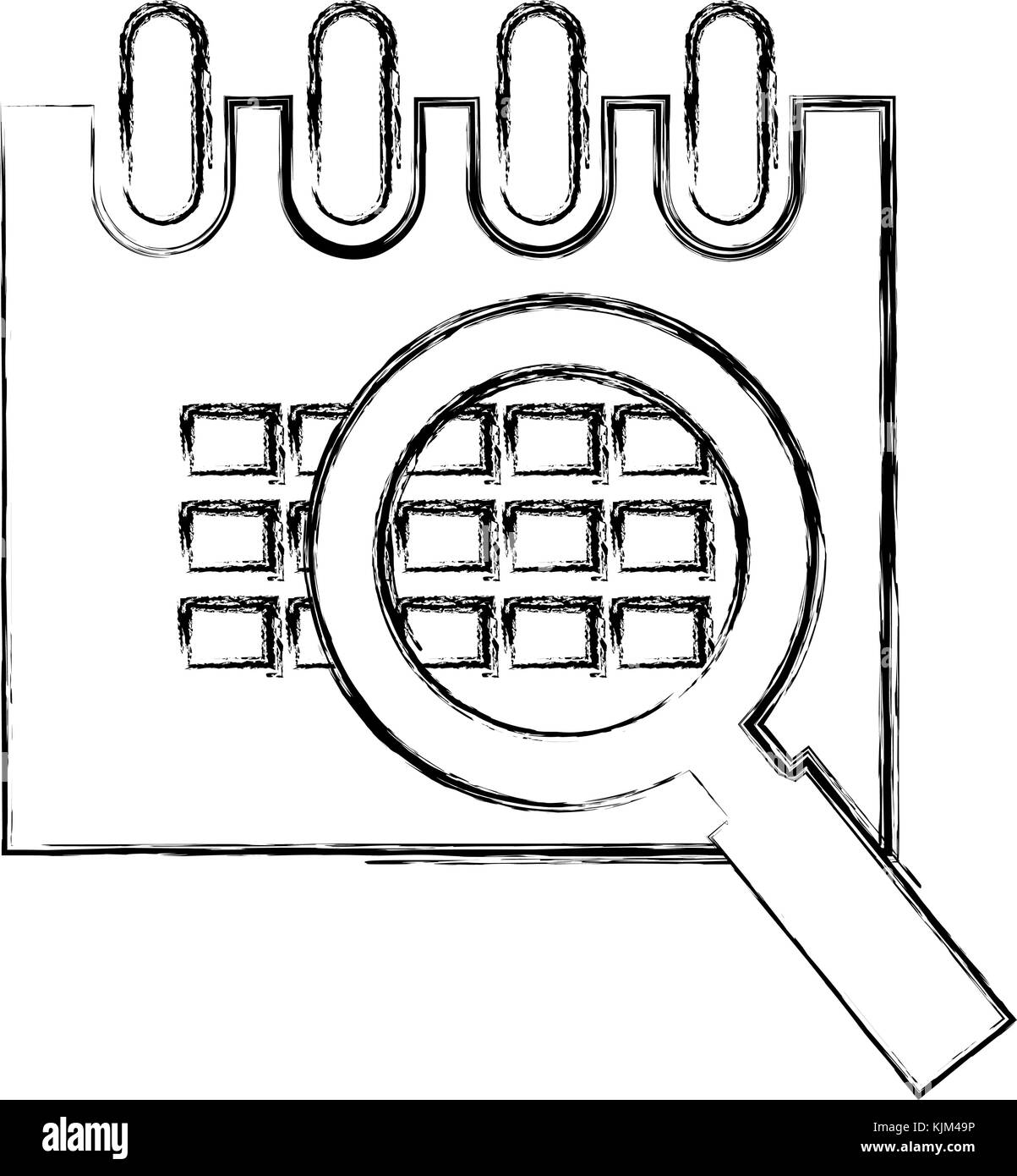 calendar reminder with magnifying glass vector illustration design