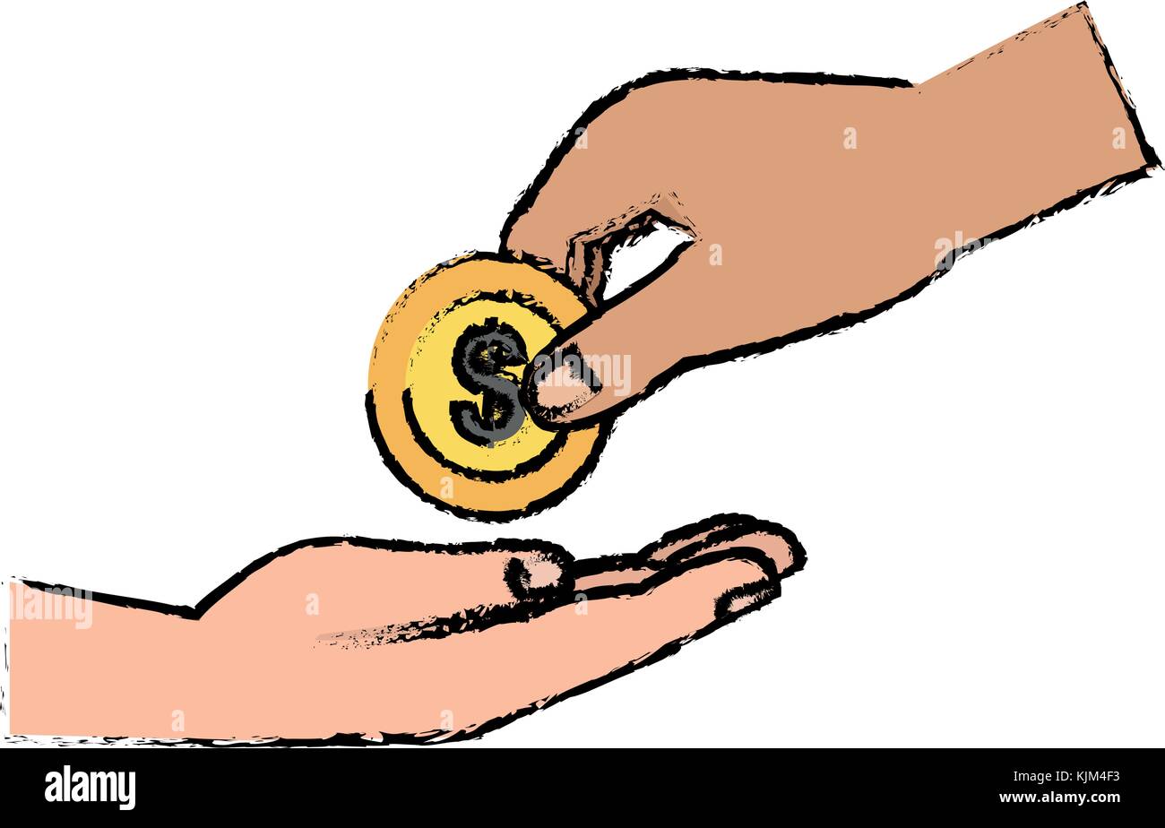 hands with coin money isolated icon vector illustration design Stock ...