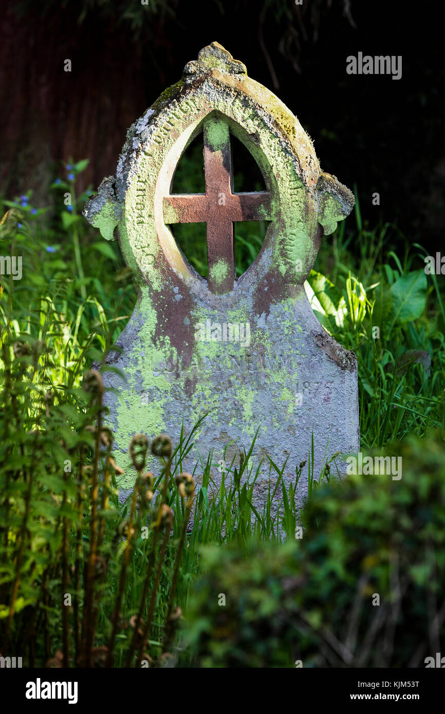 Resting places of loved ones in Catholic cemetery in Acton Burnell, Shropshire, England. Stock Photo