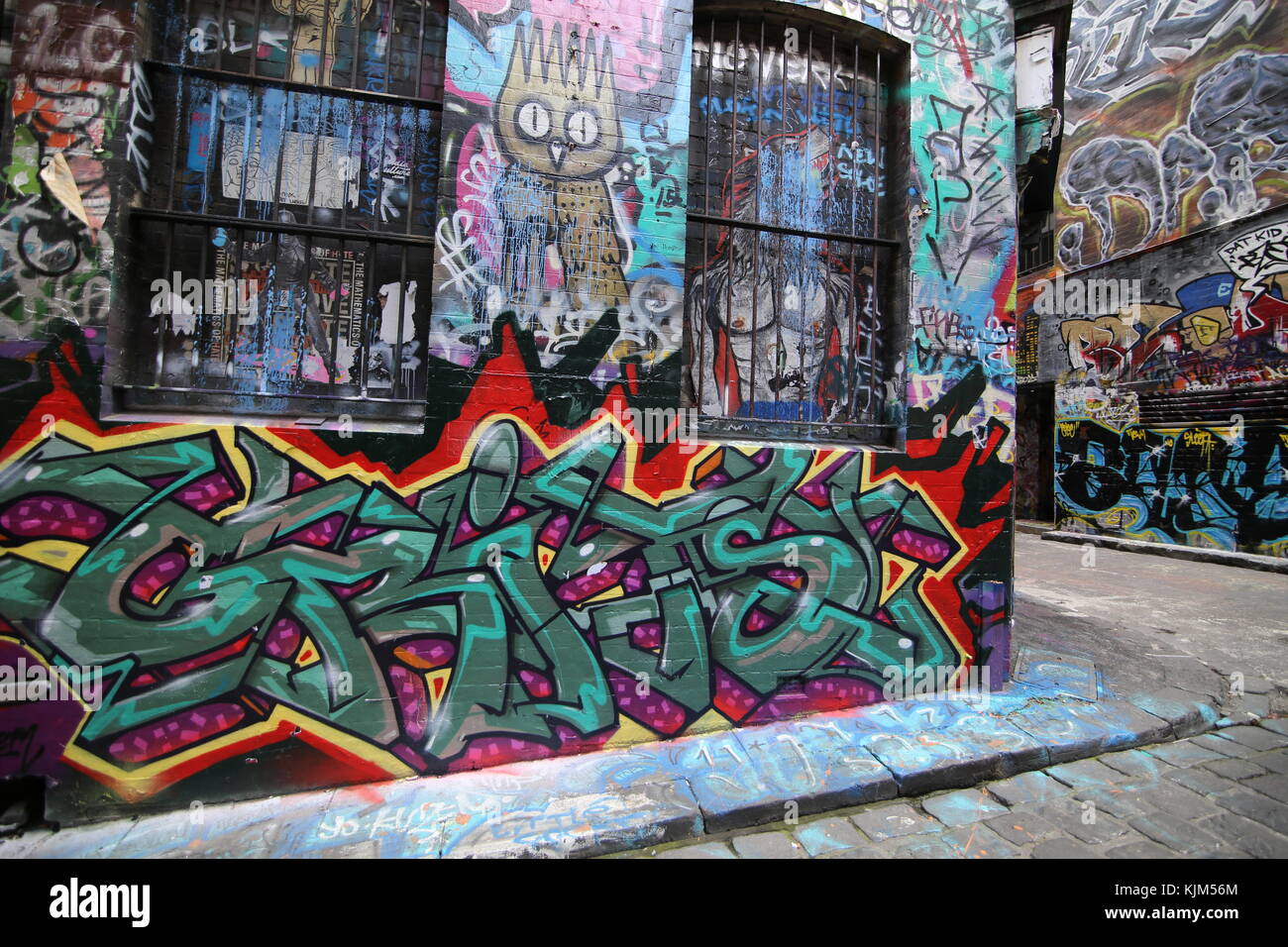 Street art graffiti in Melbourne, Australia, a common site in the CBD Stock Photo