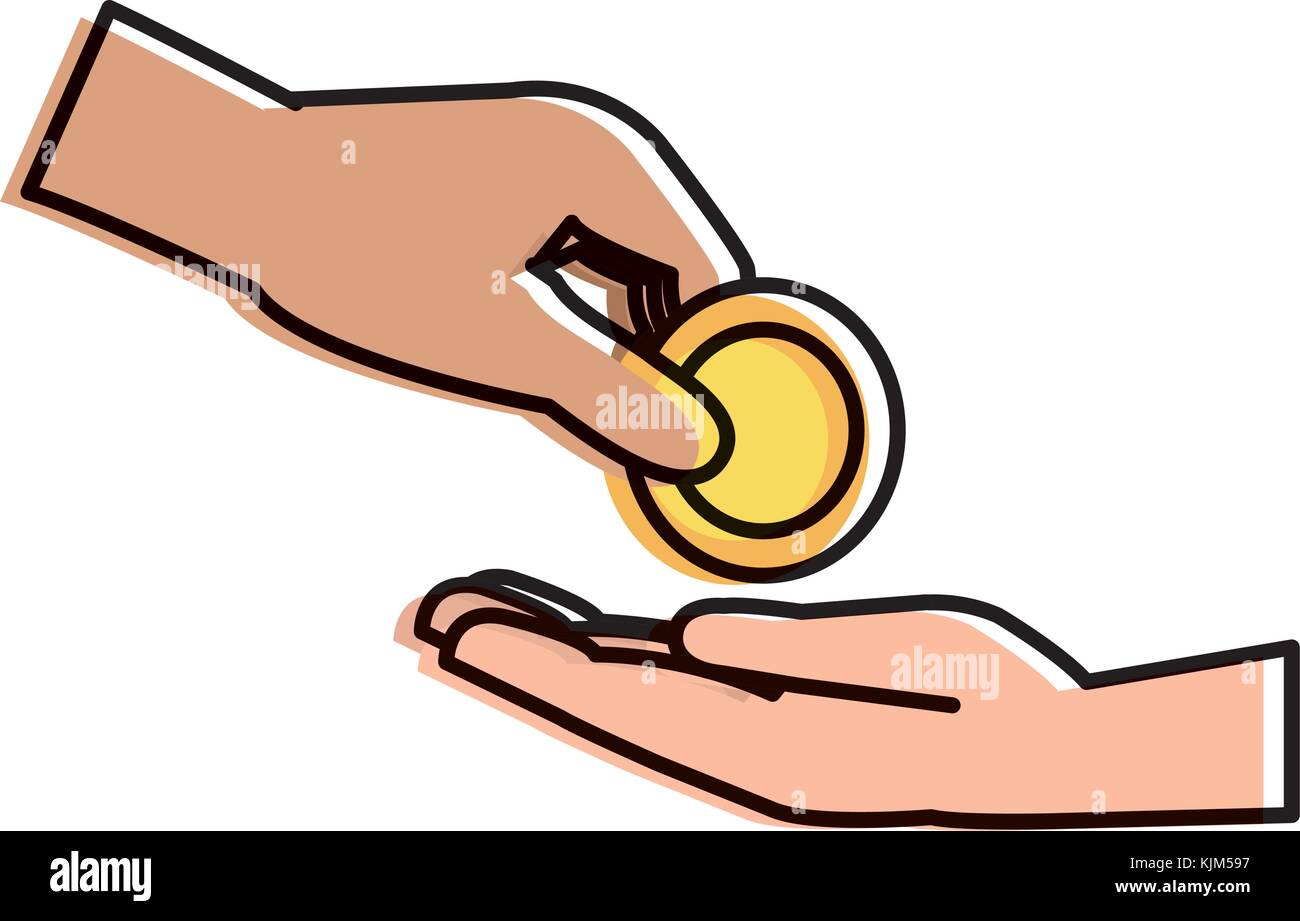 hands with coin money isolated icon vector illustration design Stock ...