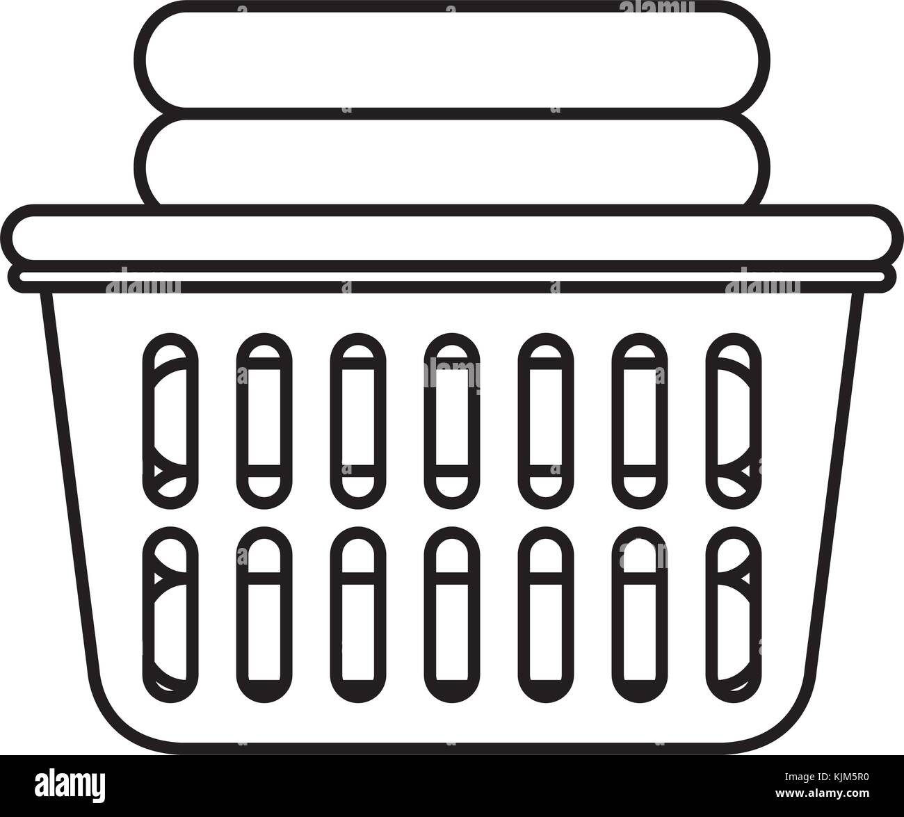 laundry basket with pile of folded clothes vector illustration design