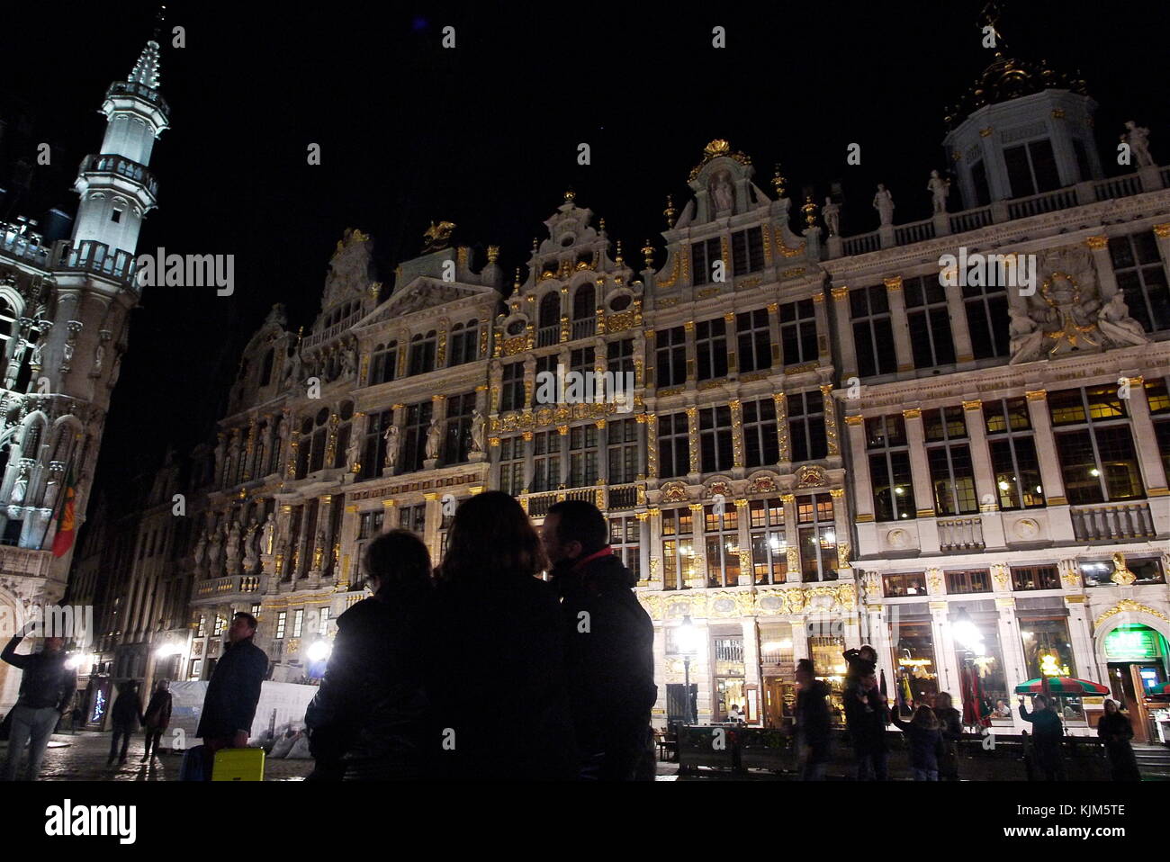 Nightl view of Grote Markt - Grand-Place - central square of, Brussels, Belgium Stock Photo