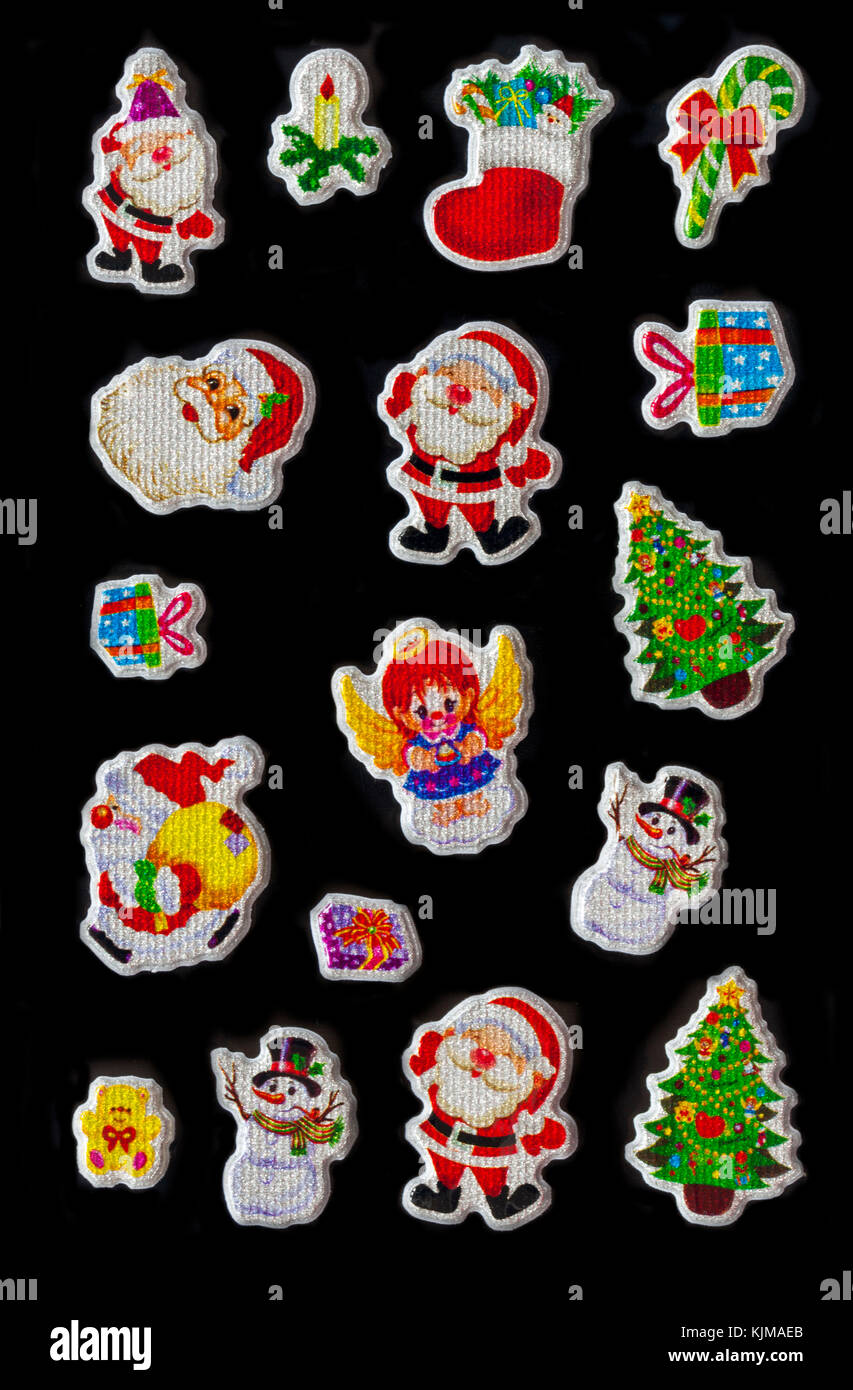 sheet of Christmas stickers Stock Photo