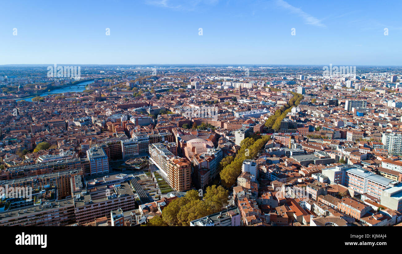 Aerial view of Toulouse city in Haute Garonne, France Stock Photo