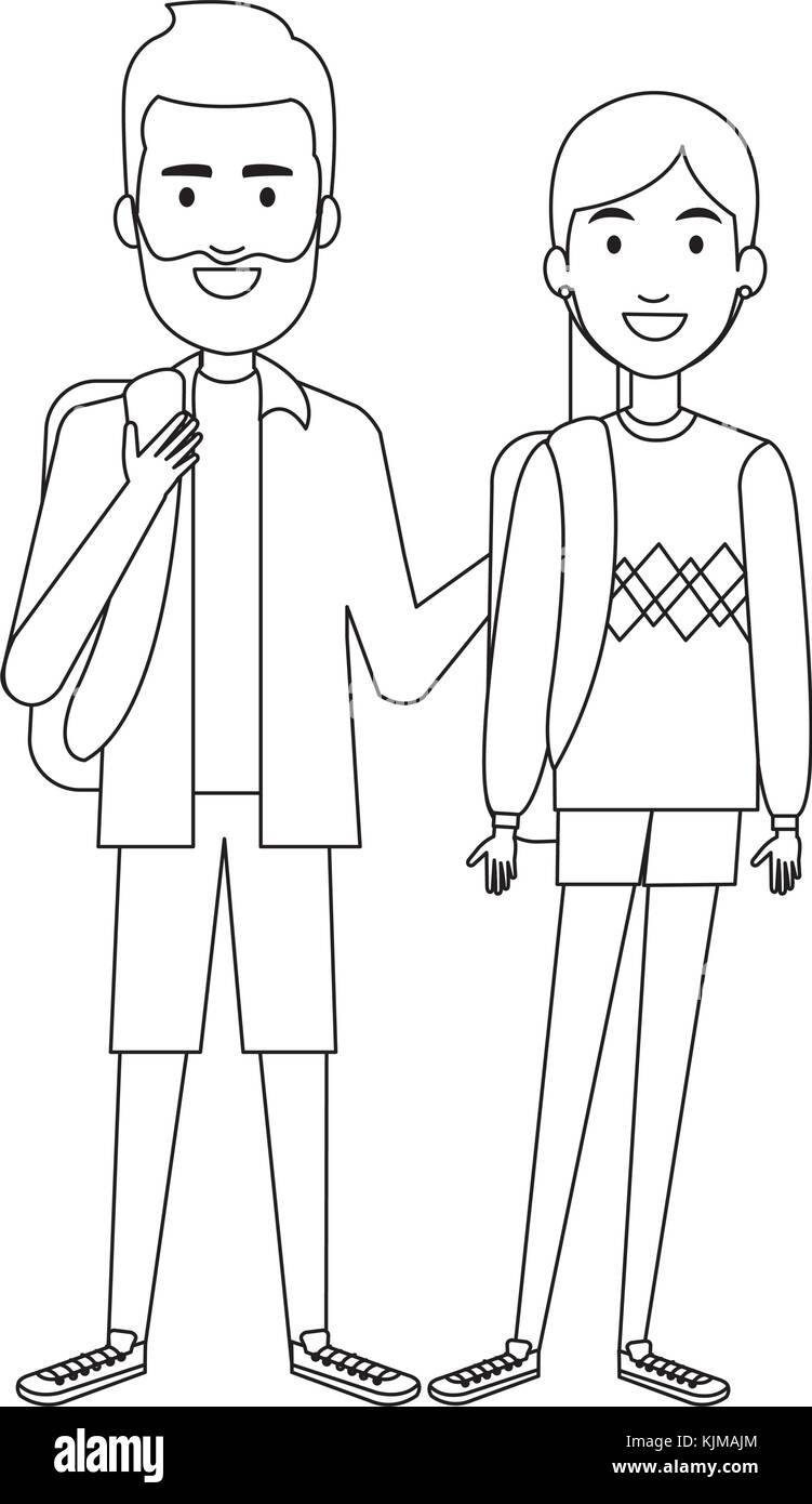 students couple avatars characters vector illustration design Stock Vector