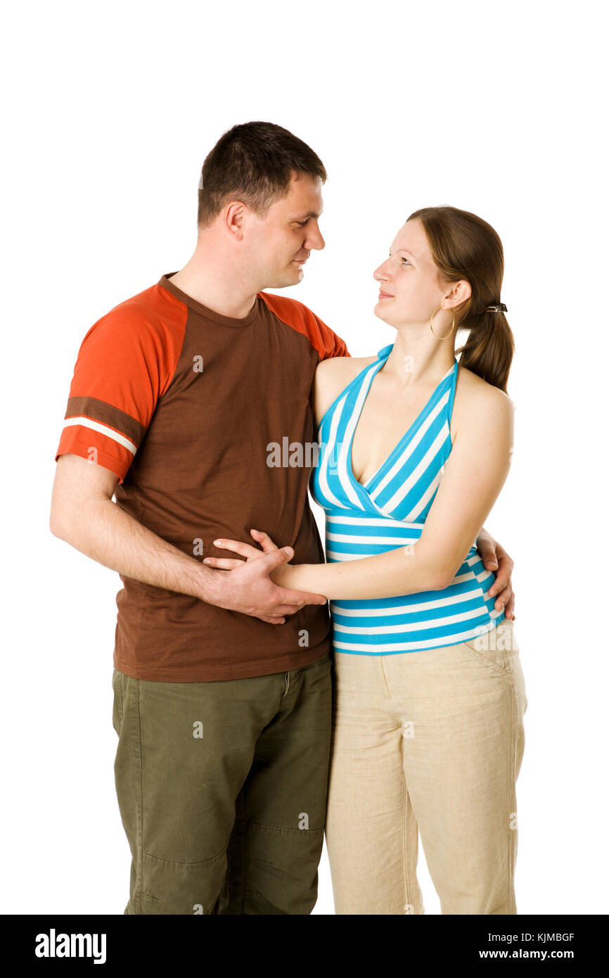 portrait of Happy married Couple isolated on white Stock Photo - Alamy