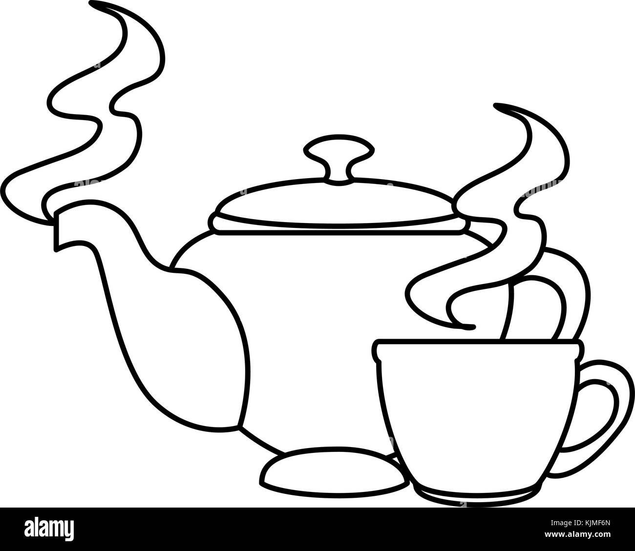 The Teapot and Cup are Insulated on a White Background. Stock Photo - Image  of black, design: 180170724