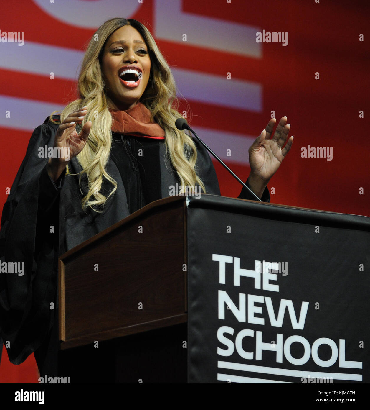NEW YORK, NY MAY 20 Laverne Cox speaks at The New School