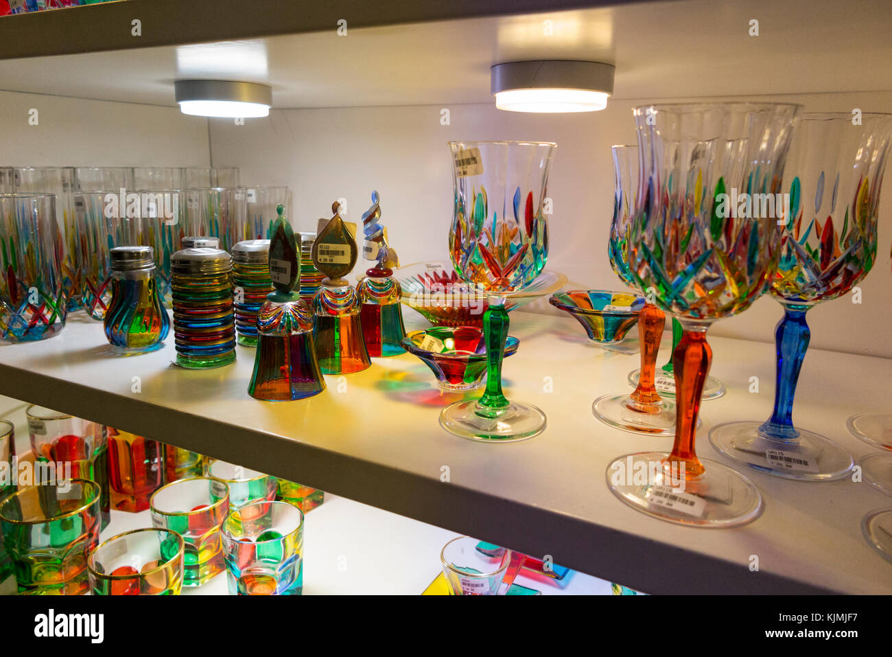 Mdina shop selling glass products / blown glass / vase / vases on sale