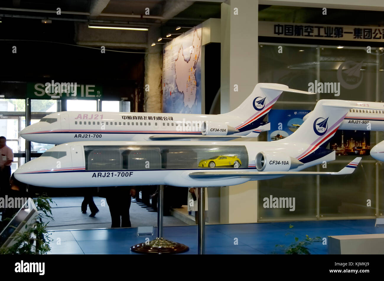 Models Of Arj21 700f Freighter And Arj21 700 On The Avic 1 Exhibition Stand At The 05 Paris Airshow Salon Du Bourget Stock Photo Alamy