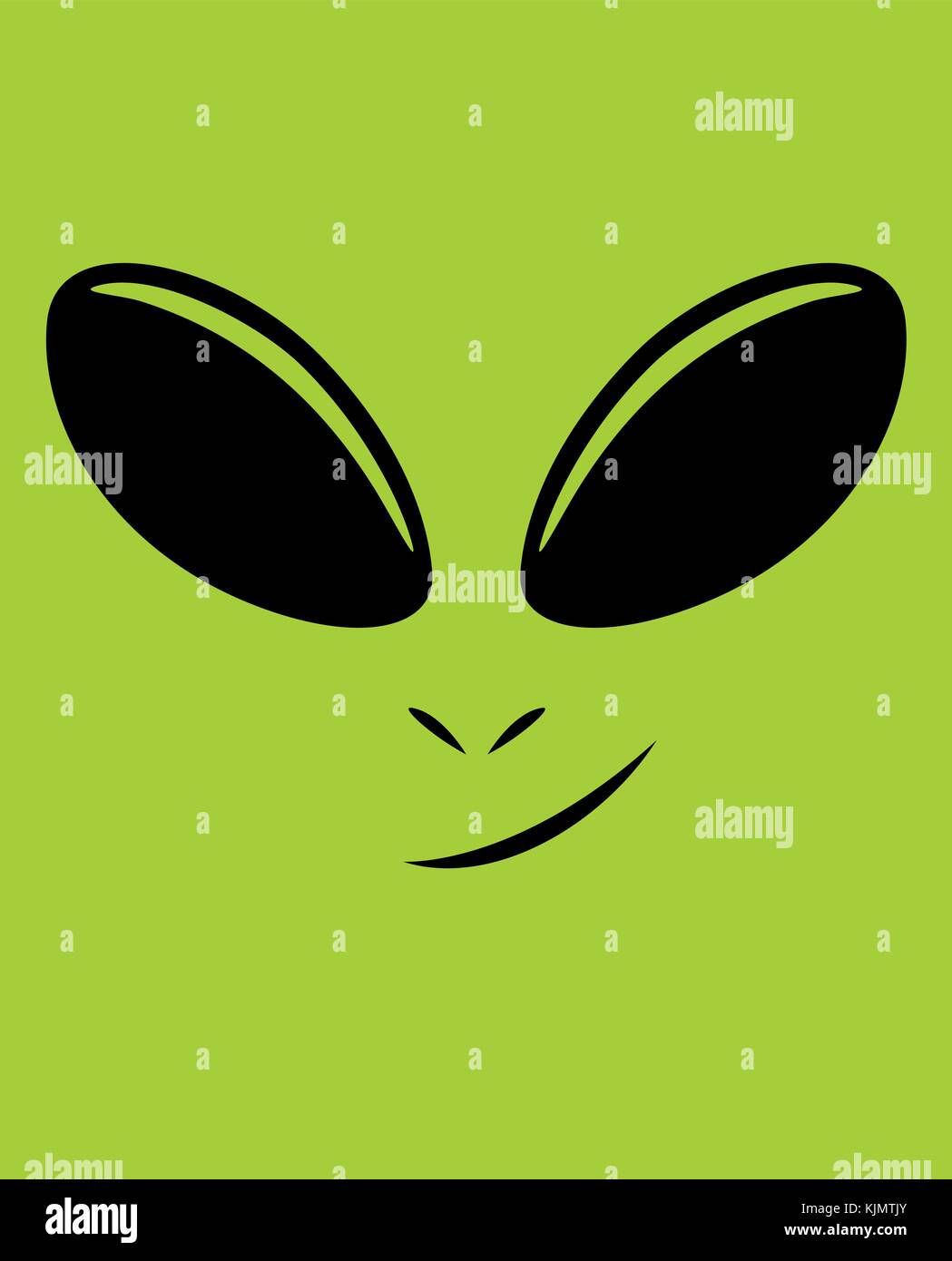 Vector cartoon illustration of green alien face. Stock Vector
