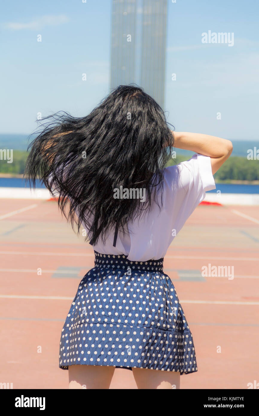 Photo of European woman with black hairs Stock Photo
