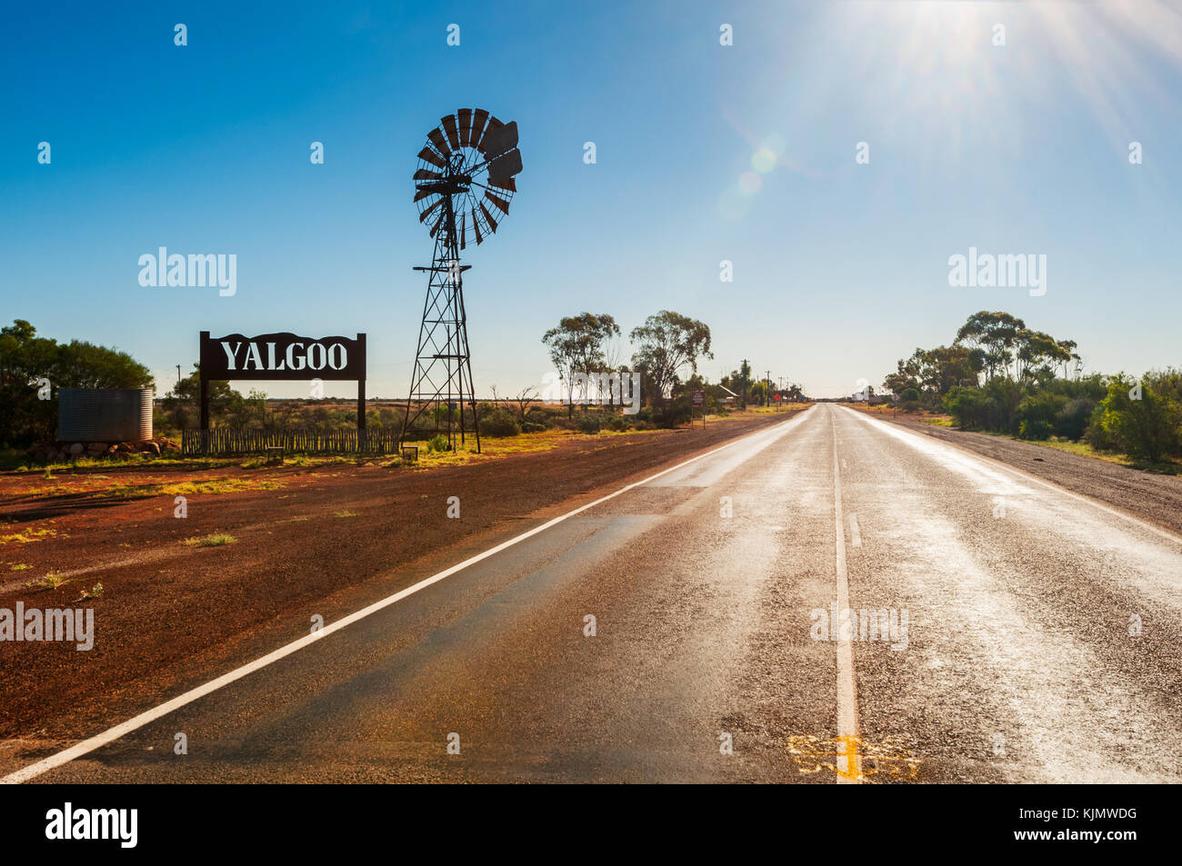Town sign of Yalgoo in the outback of Western Australia. Stock Photo