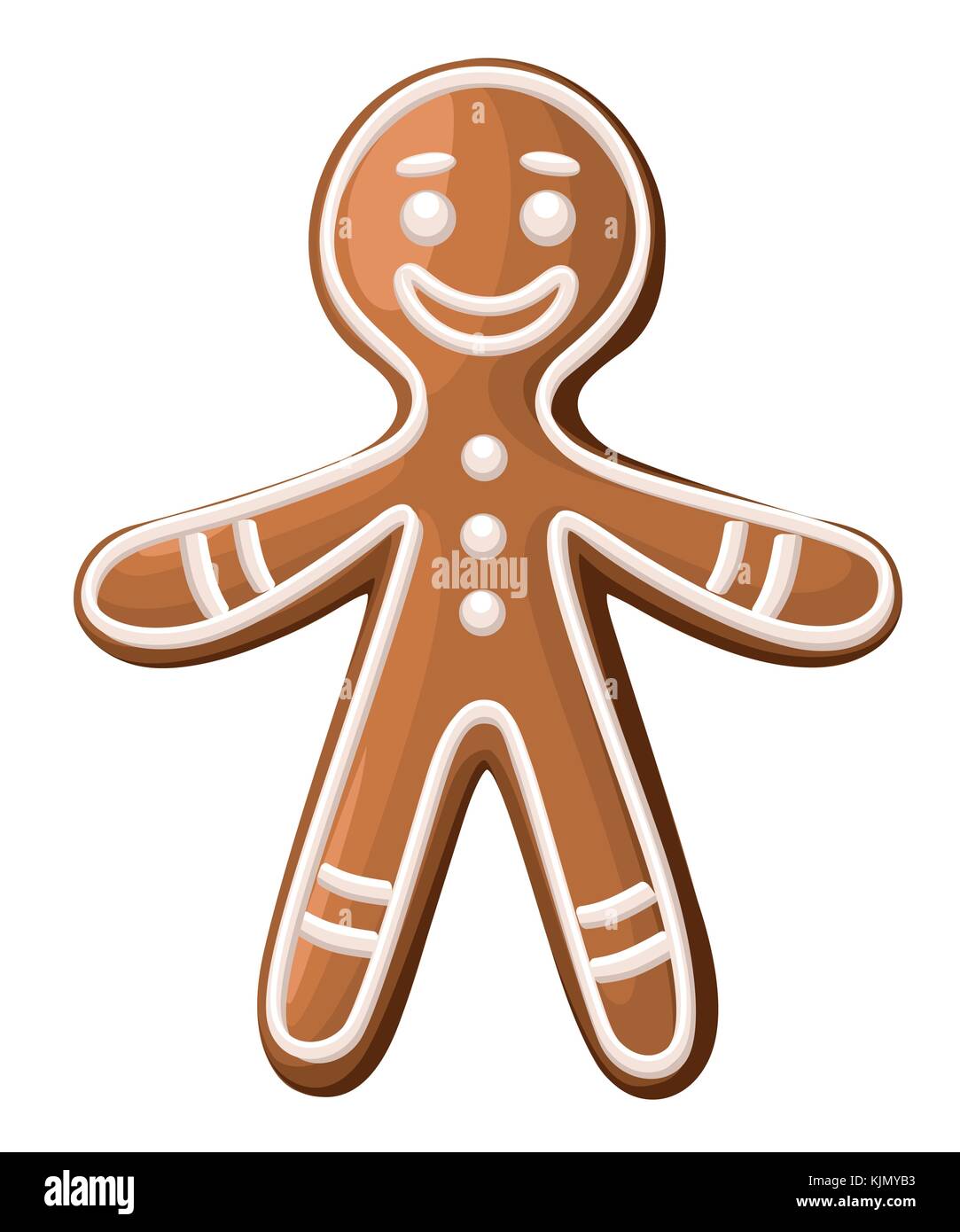 Christmas gingerbread man cookie. Isolated on white background. Holiday