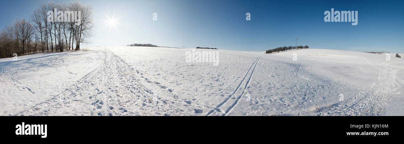 snow field at sunny day Stock Photo